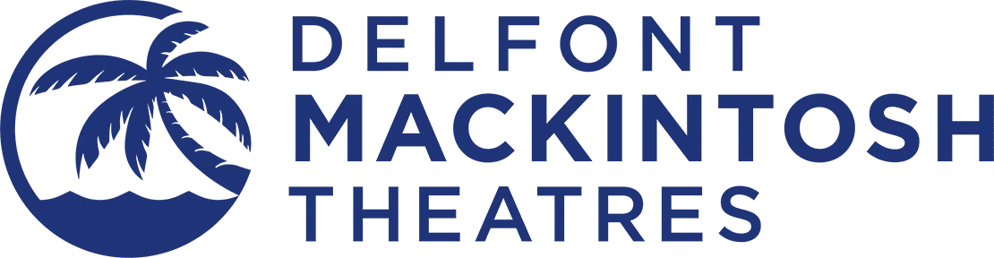 Delfont Mackintosh Theatres stacked logo in blue